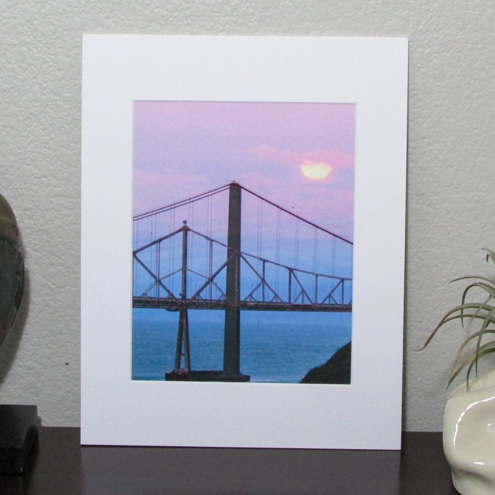 NWT Photography Print Matted - Carquinez Bridge with Hidden Moon 11"x14"